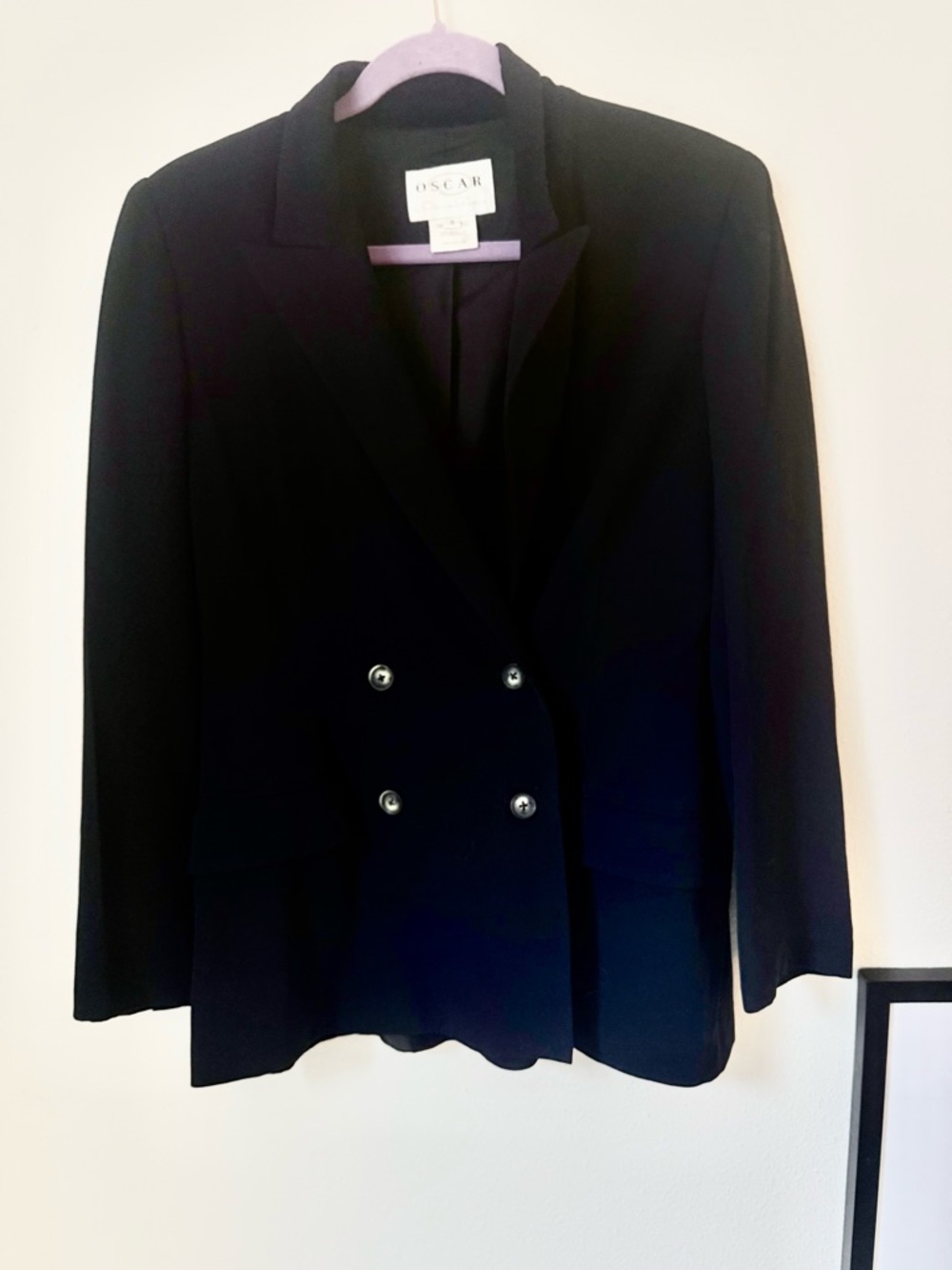 Vintage Oscar de la Renta Adele Navy Double-Breasted Blazer